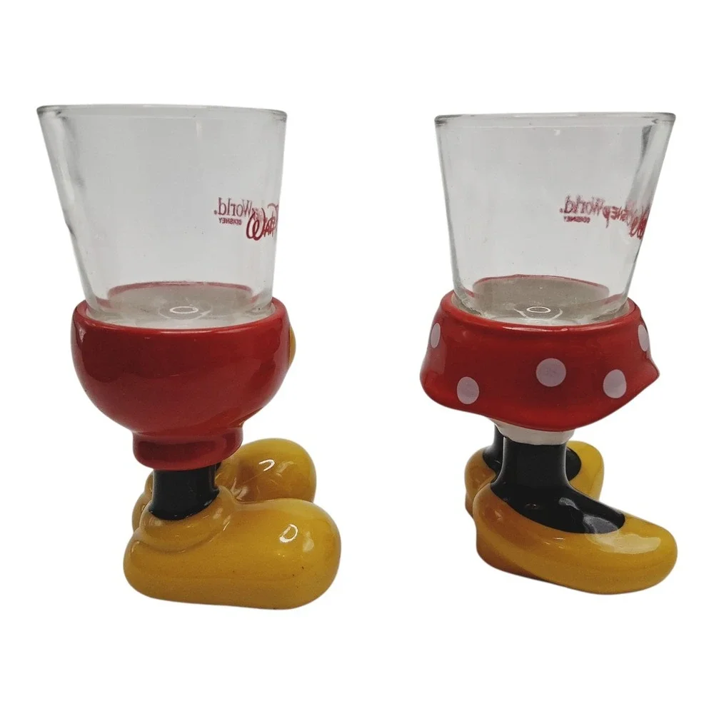 VTG Pair‎ Of Minnie and Mickey Mouse Shot Glasses Legs Feet Shoes WDW EXCLUSIVE